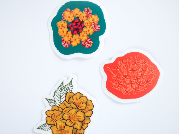 Stop & Smell the Flowers - Set of 3 Transparent Stickers